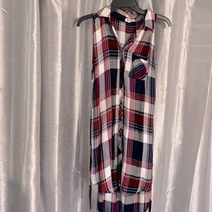 Plaid collared button down dress